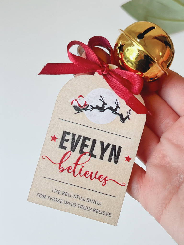 believe bell decoration tag